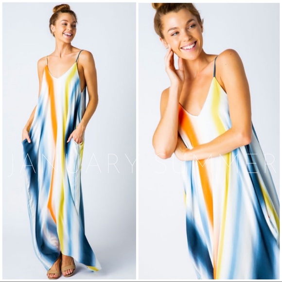 Dresses & Skirts - LAST1️⃣//BLUE STRIPED MAXI DRESS